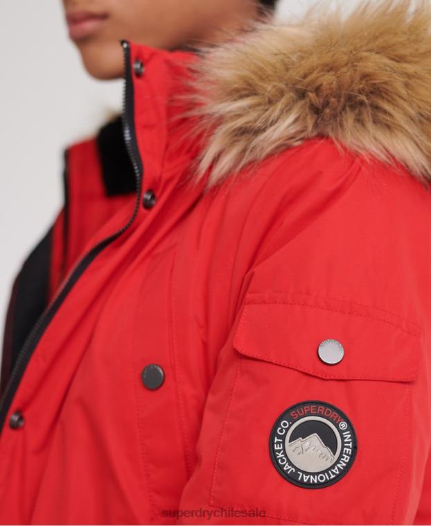 mujer Superdry rojo parka de microfibra nadare 2R68Z5643