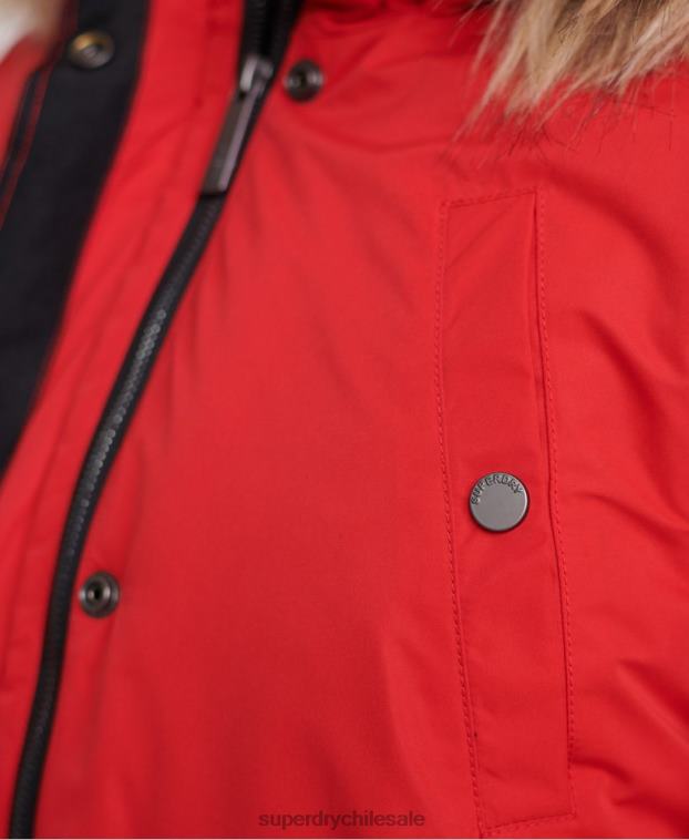 mujer Superdry rojo parka de microfibra nadare 2R68Z5643