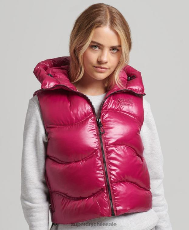 mujer Superdry rosa chaleco capitonado Shine Quilt 2R68Z5505