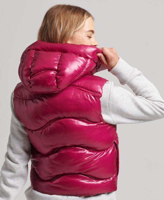 mujer Superdry rosa chaleco capitonado Shine Quilt 2R68Z5505