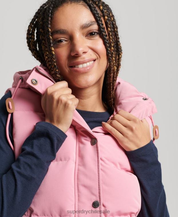 mujer Superdry rosa chaleco everest vintage con capucha 2R68Z3556