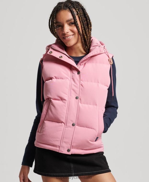mujer Superdry rosa chaleco everest vintage con capucha 2R68Z3556