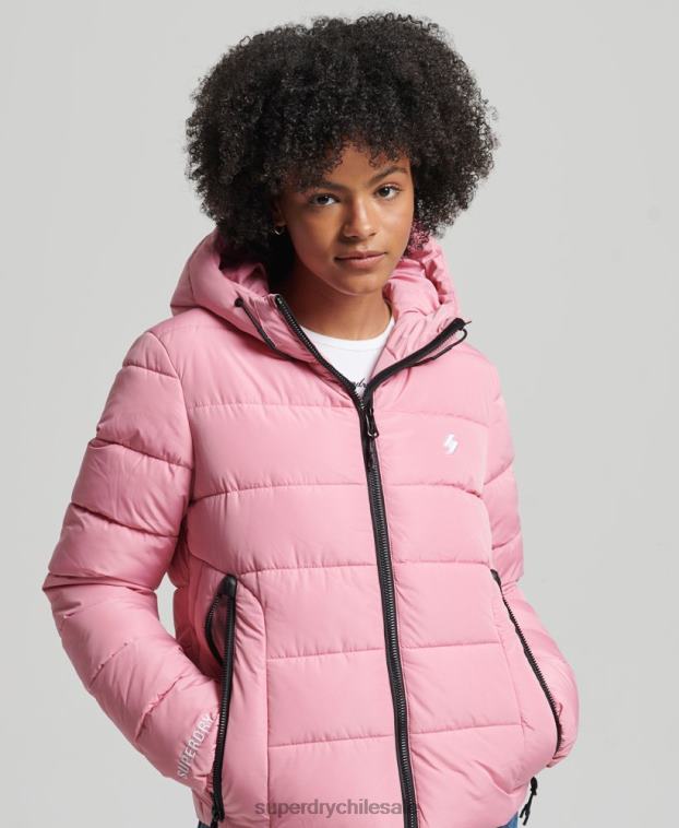 mujer Superdry rosa chamarra acolchada Spirit Sports con capucha 2R68Z3802