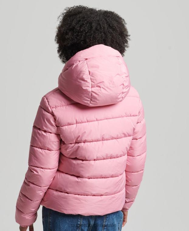 mujer Superdry rosa chamarra acolchada Spirit Sports con capucha 2R68Z3802