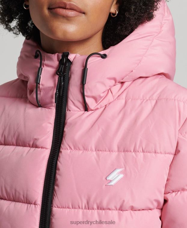 mujer Superdry rosa chamarra acolchada Spirit Sports con capucha 2R68Z3802