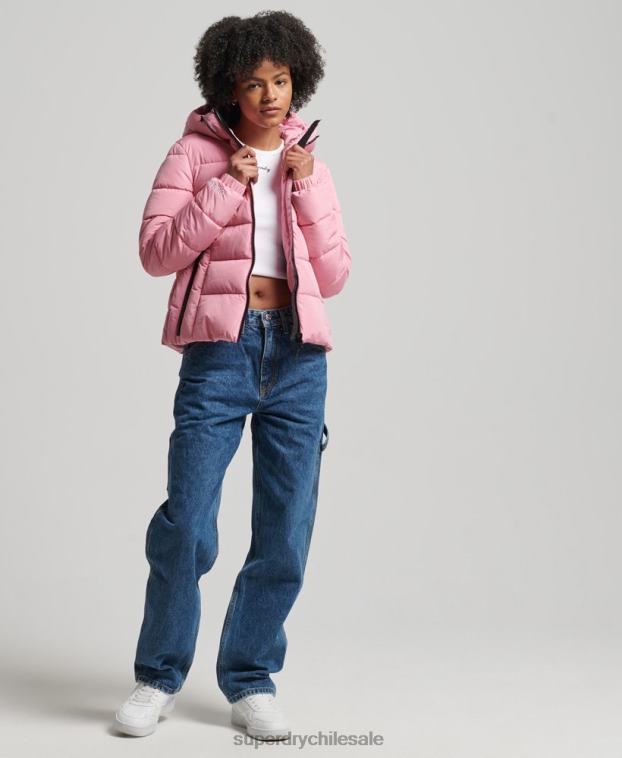 mujer Superdry rosa chamarra acolchada Spirit Sports con capucha 2R68Z3802