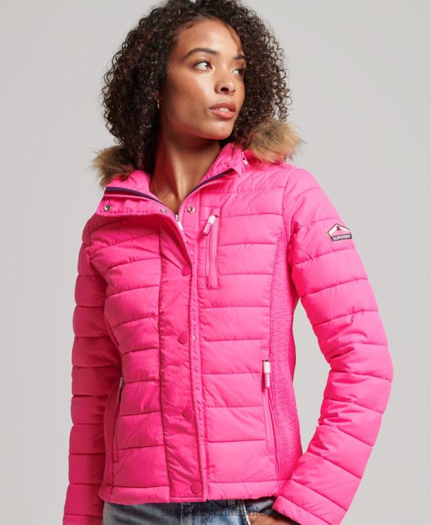 mujer Superdry rosa chamarra fuji slim con doble cremallera y capucha 2R68Z5720