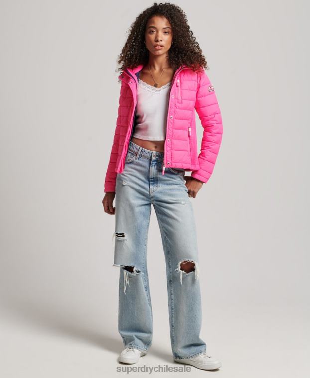 mujer Superdry rosa chamarra fuji slim con doble cremallera y capucha 2R68Z5720