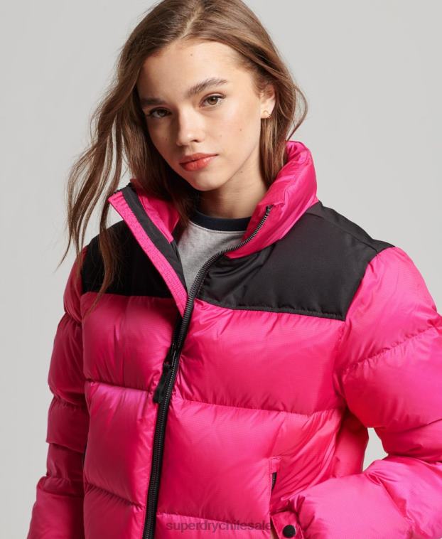 mujer Superdry rosa chaqueta acolchada con código sportstyle 2R68Z5491