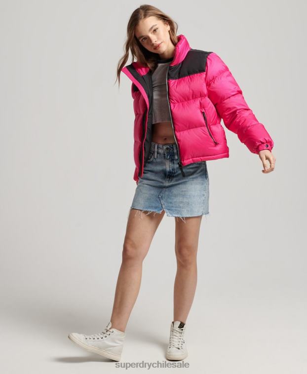 mujer Superdry rosa chaqueta acolchada con código sportstyle 2R68Z5491