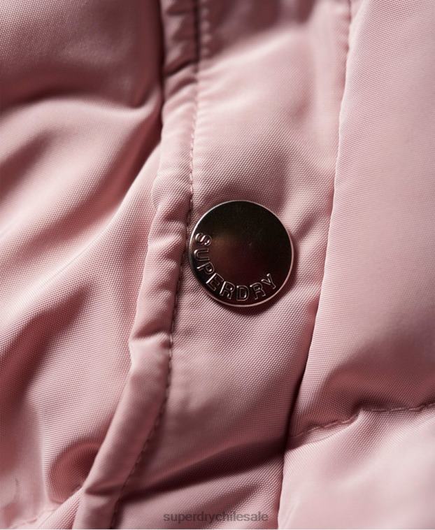 mujer Superdry rosa chaqueta acolchada larga de lujo 2R68Z3848