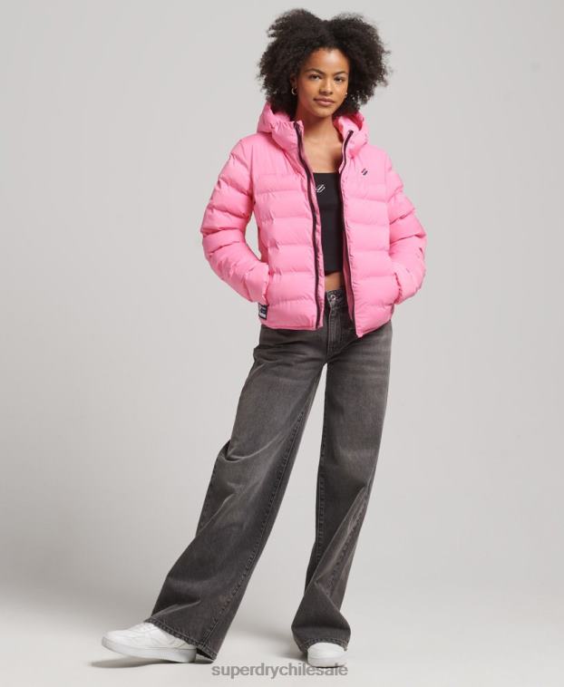 mujer Superdry rosa chaqueta acolchada termosellada 2R68Z3631