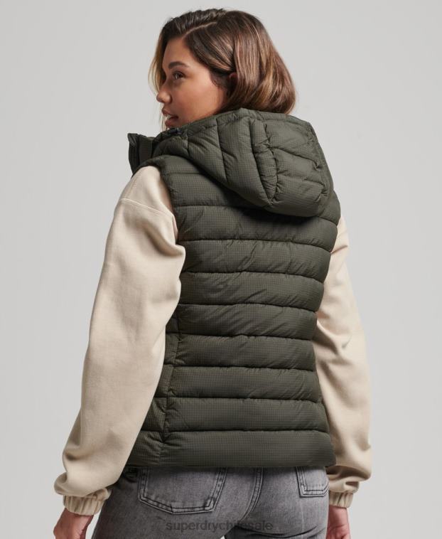 mujer Superdry verde chaleco acolchado clásico con capucha 2R68Z3639