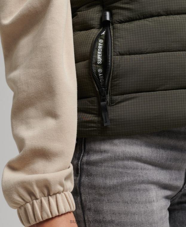 mujer Superdry verde chaleco acolchado clásico con capucha 2R68Z3639