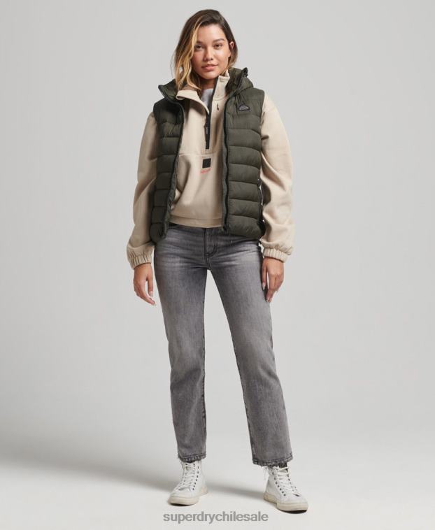 mujer Superdry verde chaleco acolchado clásico con capucha 2R68Z3639