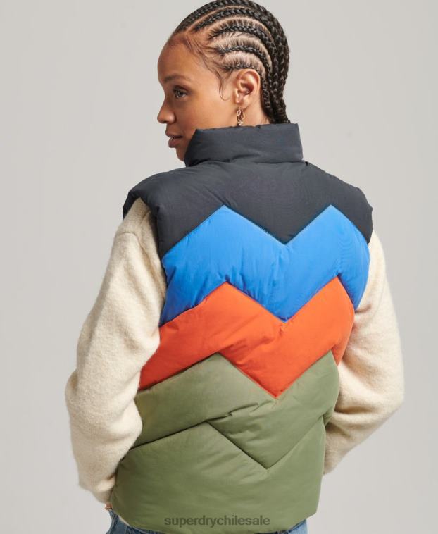 mujer Superdry verde chaleco acolchado con panel retro 2R68Z5472