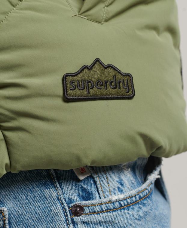 mujer Superdry verde chaleco acolchado con panel retro 2R68Z5472