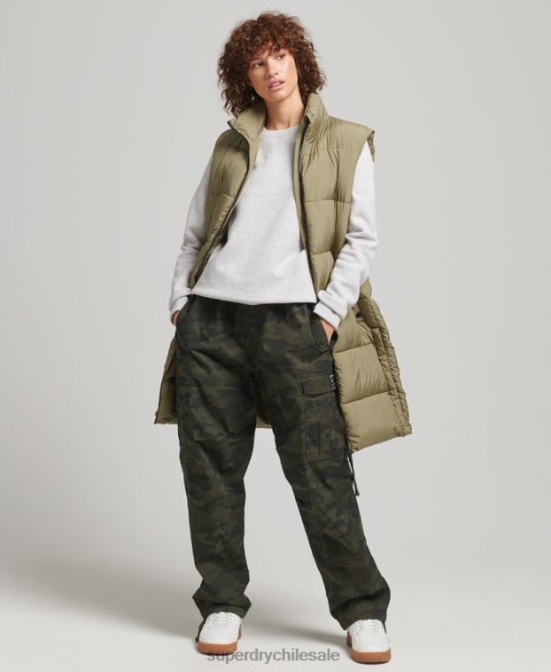mujer Superdry verde chaleco capitonado largo 2R68Z3593