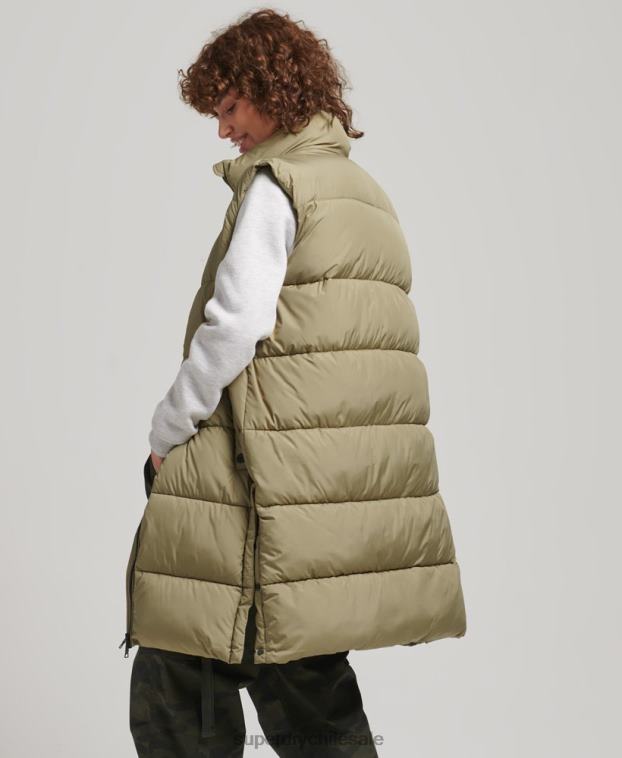 mujer Superdry verde chaleco capitonado largo 2R68Z3593