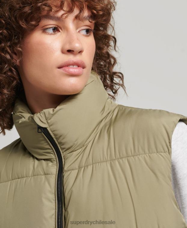 mujer Superdry verde chaleco capitonado largo 2R68Z3593