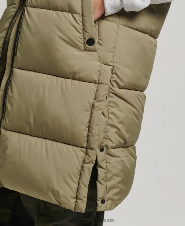 mujer Superdry verde chaleco capitonado largo 2R68Z3593