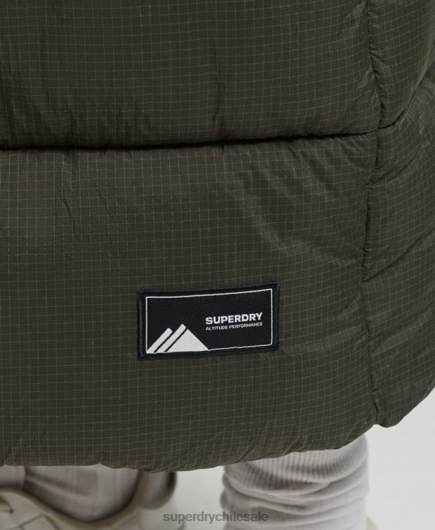 mujer Superdry verde chaleco largo con capucha ripstop 2R68Z3675