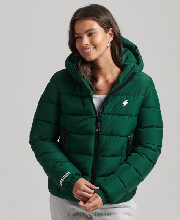 mujer Superdry verde chamarra acolchada Spirit Sports con capucha 2R68Z3724