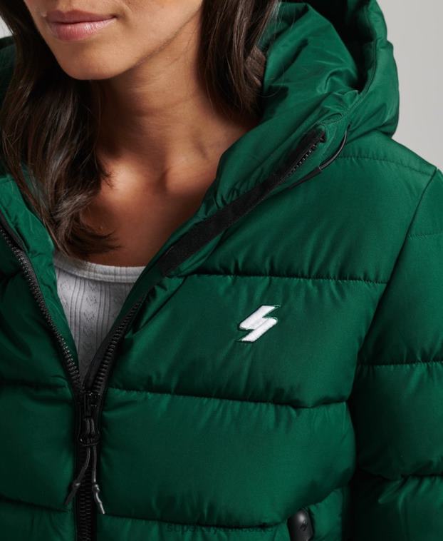 mujer Superdry verde chamarra acolchada Spirit Sports con capucha 2R68Z3724