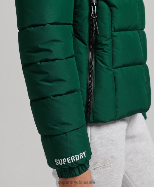mujer Superdry verde chamarra acolchada Spirit Sports con capucha 2R68Z3724