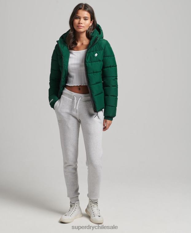 mujer Superdry verde chamarra acolchada Spirit Sports con capucha 2R68Z3724