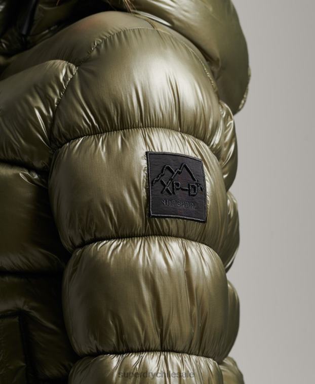mujer Superdry verde chamarra acolchada deportiva brillante con capucha 2R68Z3691