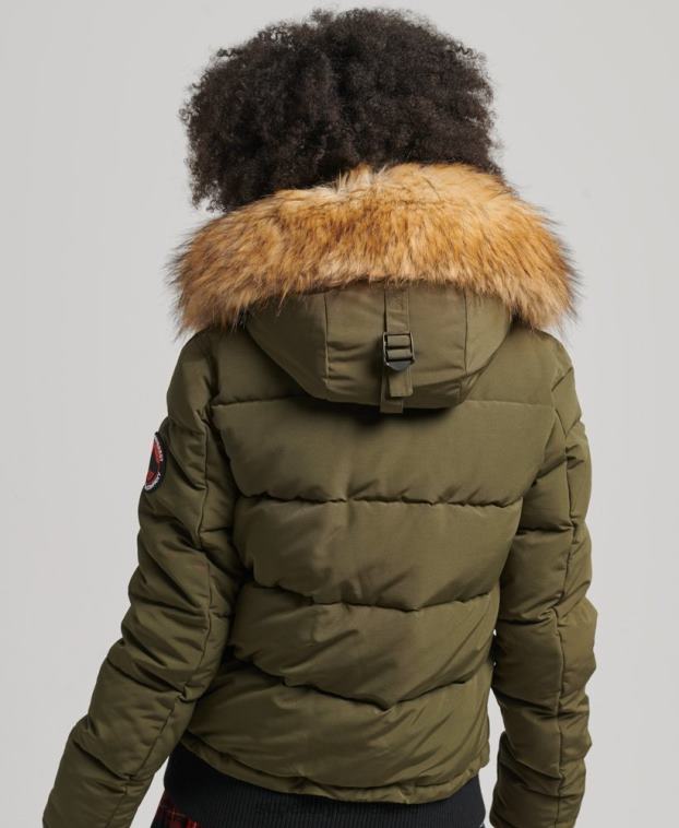 mujer Superdry verde chamarra bomber acolchada Everest con capucha 2R68Z3671