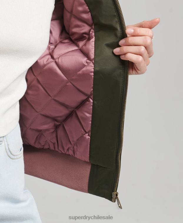 mujer Superdry verde chamarra bomber con bordado sukajan 2R68Z5660