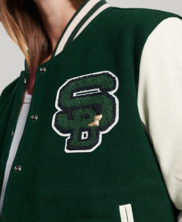 mujer Superdry verde chamarra bomber con parches 2R68Z5593