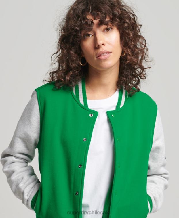 mujer Superdry verde chamarra bomber de jersey del equipo universitario vintage 2R68Z5943