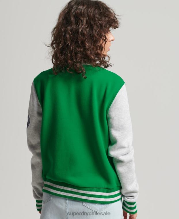 mujer Superdry verde chamarra bomber de jersey del equipo universitario vintage 2R68Z5943