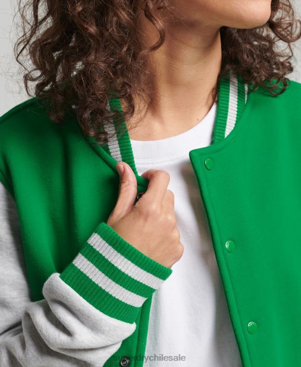 mujer Superdry verde chamarra bomber de jersey del equipo universitario vintage 2R68Z5943