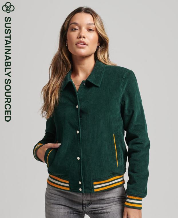 mujer Superdry verde chamarra bomber de pana 2R68Z5618