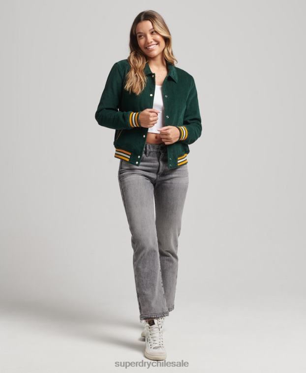 mujer Superdry verde chamarra bomber de pana 2R68Z5618