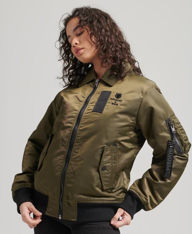 mujer Superdry verde chamarra bomber energía ma2 2R68Z5508