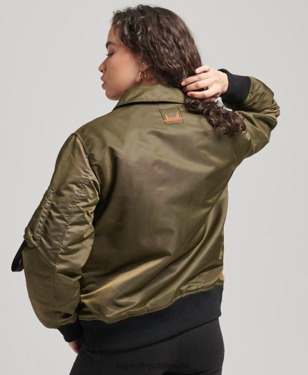 mujer Superdry verde chamarra bomber energía ma2 2R68Z5508