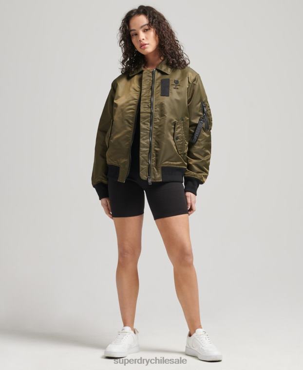 mujer Superdry verde chamarra bomber energía ma2 2R68Z5508
