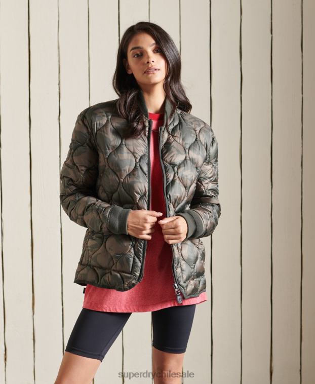 mujer Superdry verde chamarra bomber oversize con forro 2R68Z3792