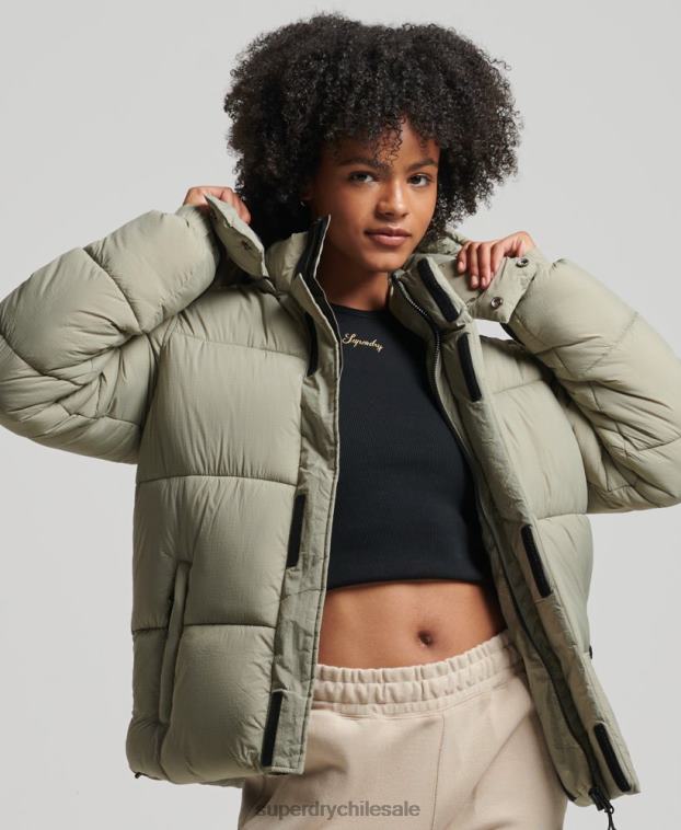 mujer Superdry verde chamarra capitonada con capucha 2R68Z3574