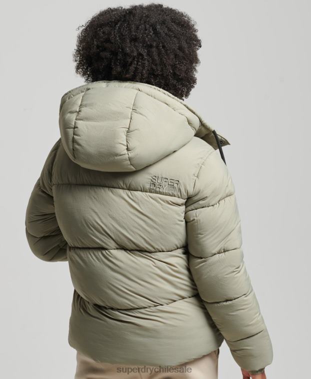 mujer Superdry verde chamarra capitonada con capucha 2R68Z3574