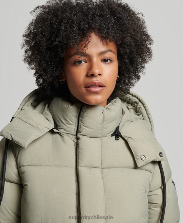 mujer Superdry verde chamarra capitonada con capucha 2R68Z3574