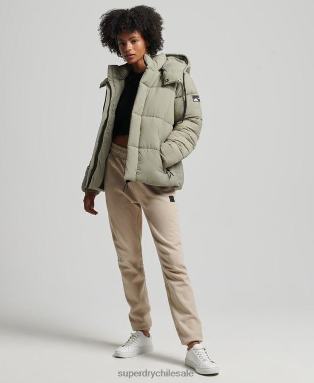 mujer Superdry verde chamarra capitonada con capucha 2R68Z3574