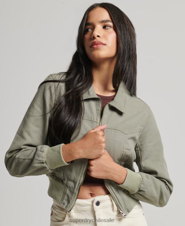 mujer Superdry verde chamarra de lona del club indie 2R68Z1956