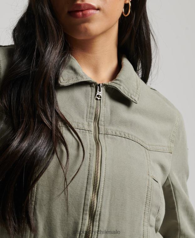 mujer Superdry verde chamarra de lona del club indie 2R68Z1956
