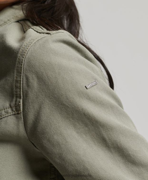 mujer Superdry verde chamarra de lona del club indie 2R68Z1956